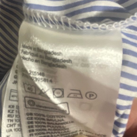 H&M Women’s White|Blue 100% Cotton Striped Shirt Sz XS - Picture 3 of 4